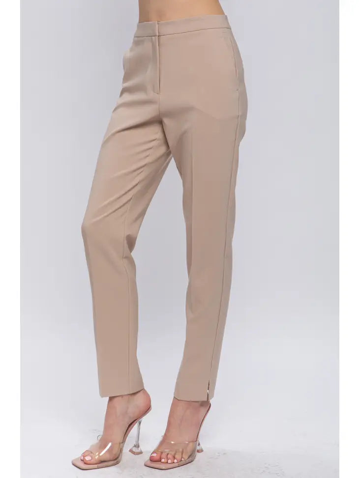 Woven Solid Formal Ankle Pants Trousers (Comes in 2 Colors)