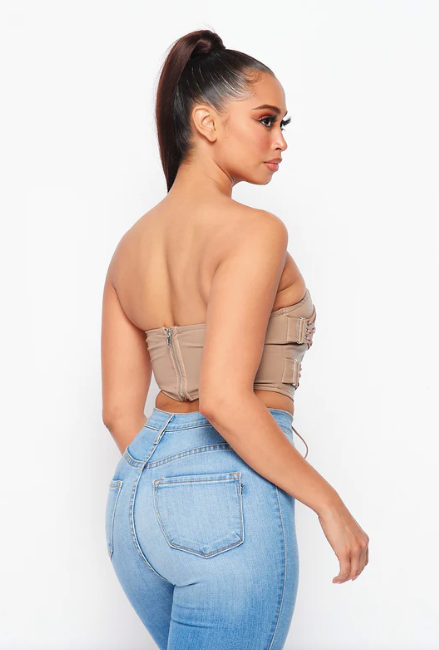 Some Strings Attached Faux Leather Lace Up Top
