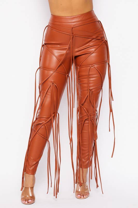Sade String Me Along Vegan Leather Pants (Available in 2 colors)